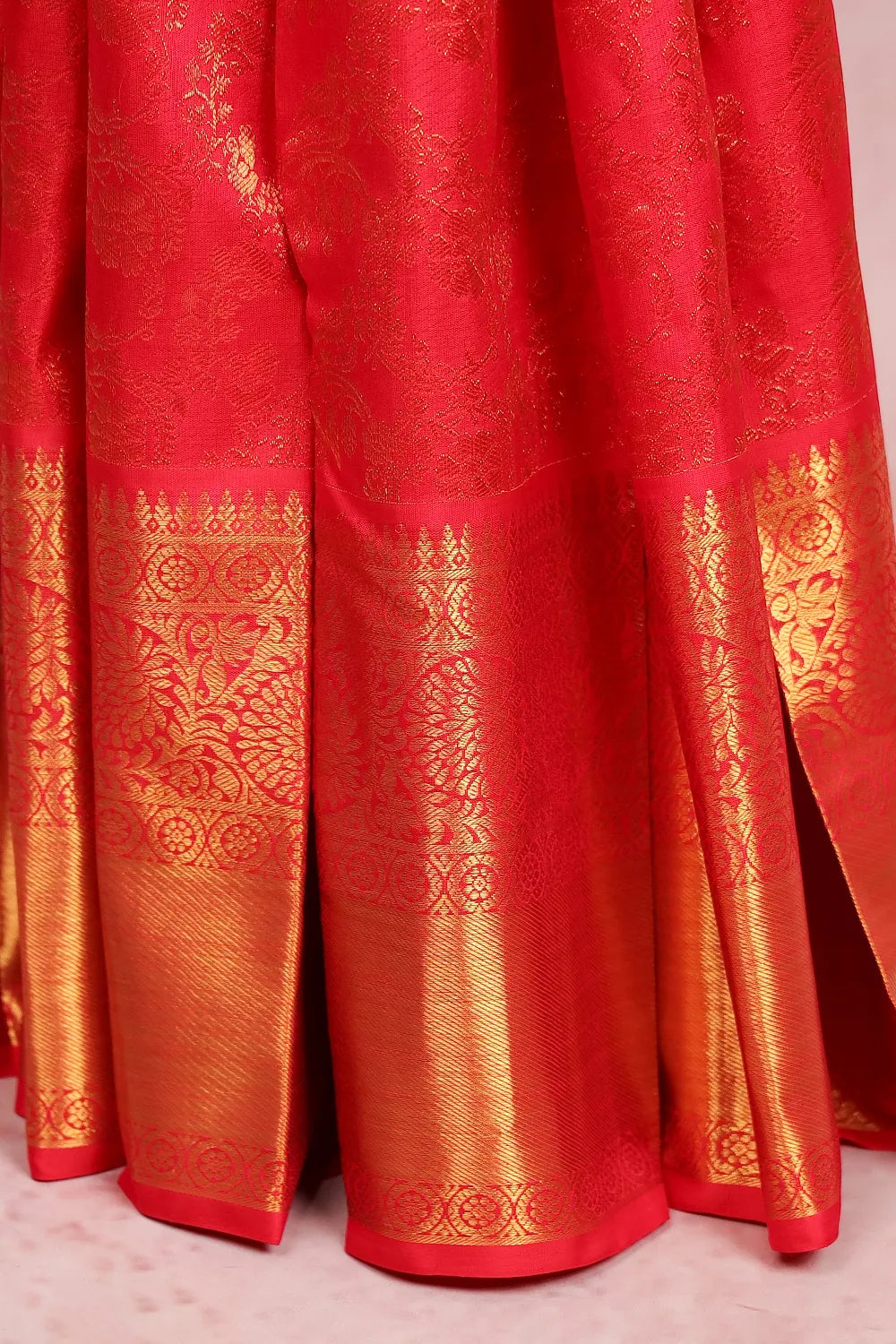 Reddish Pink Kancheepuram Silk Saree