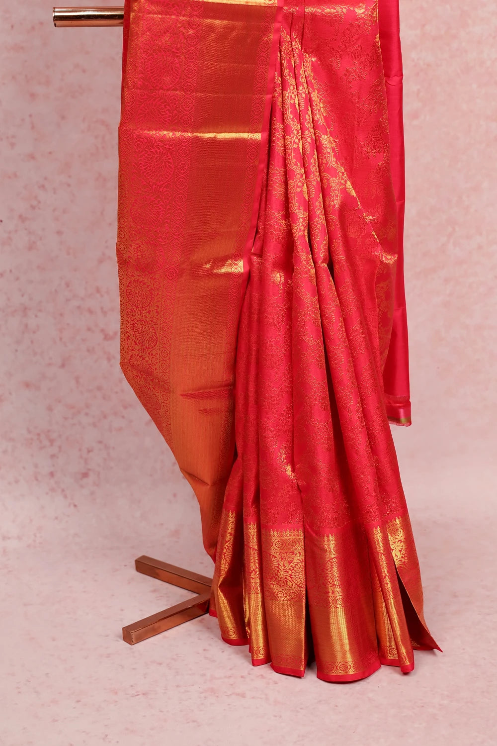 Reddish Pink Kancheepuram Silk Saree