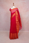 Reddish Pink Semi Linen Saree