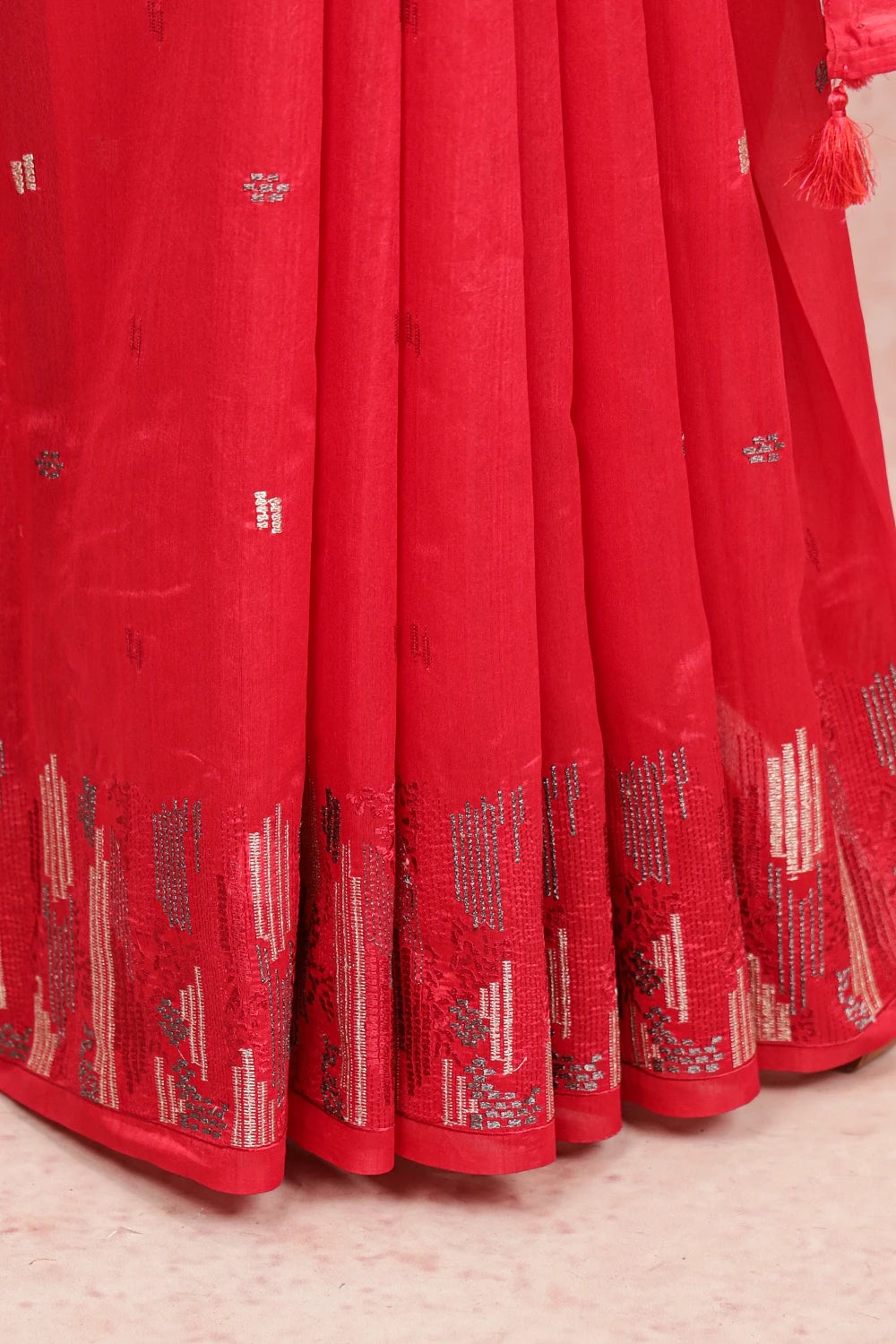 Redish Magenta Semi Tussar Saree