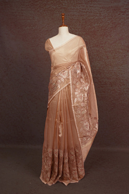 Rose Gold Chanderi Organza Saree