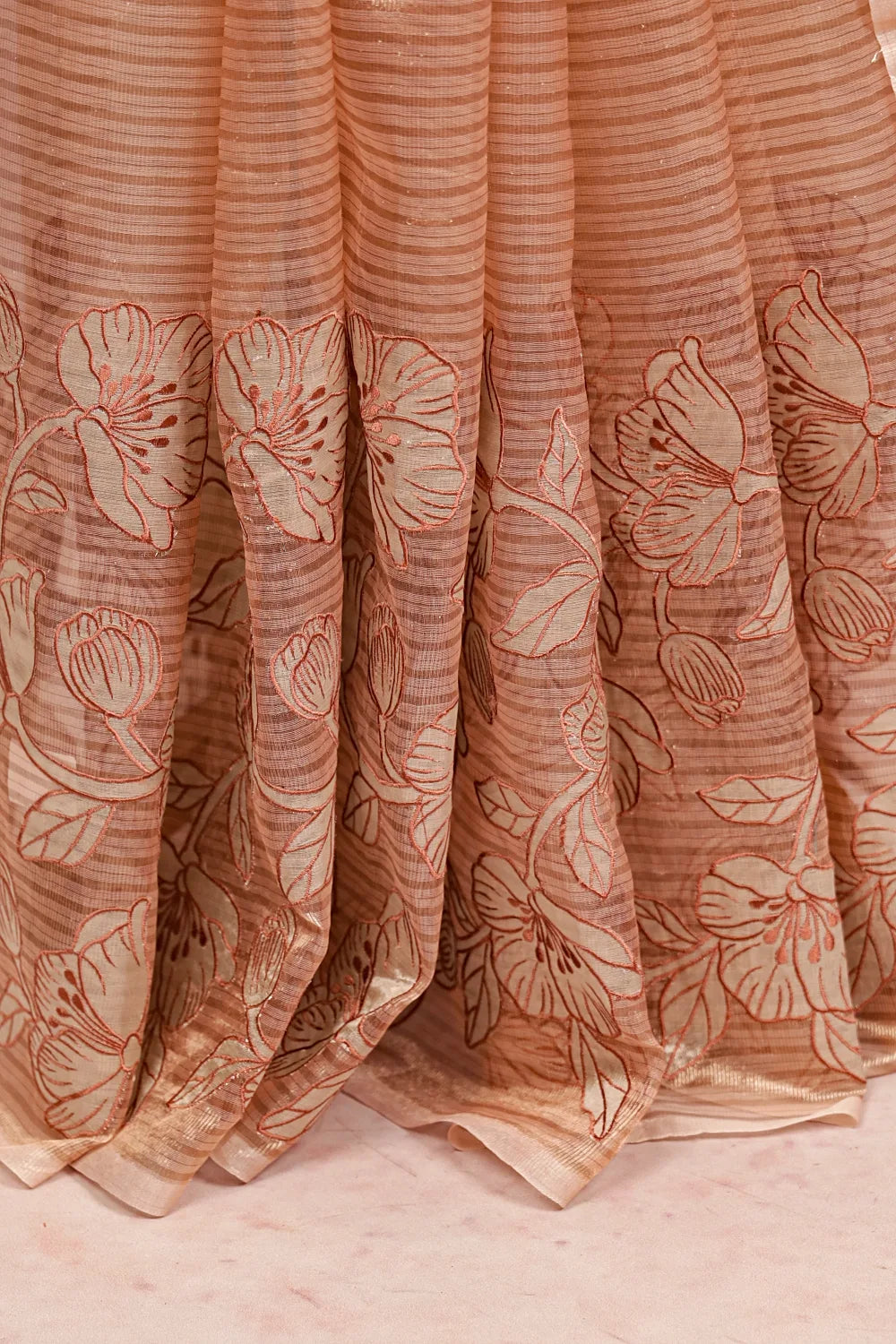 Rose Gold Chanderi Organza Saree