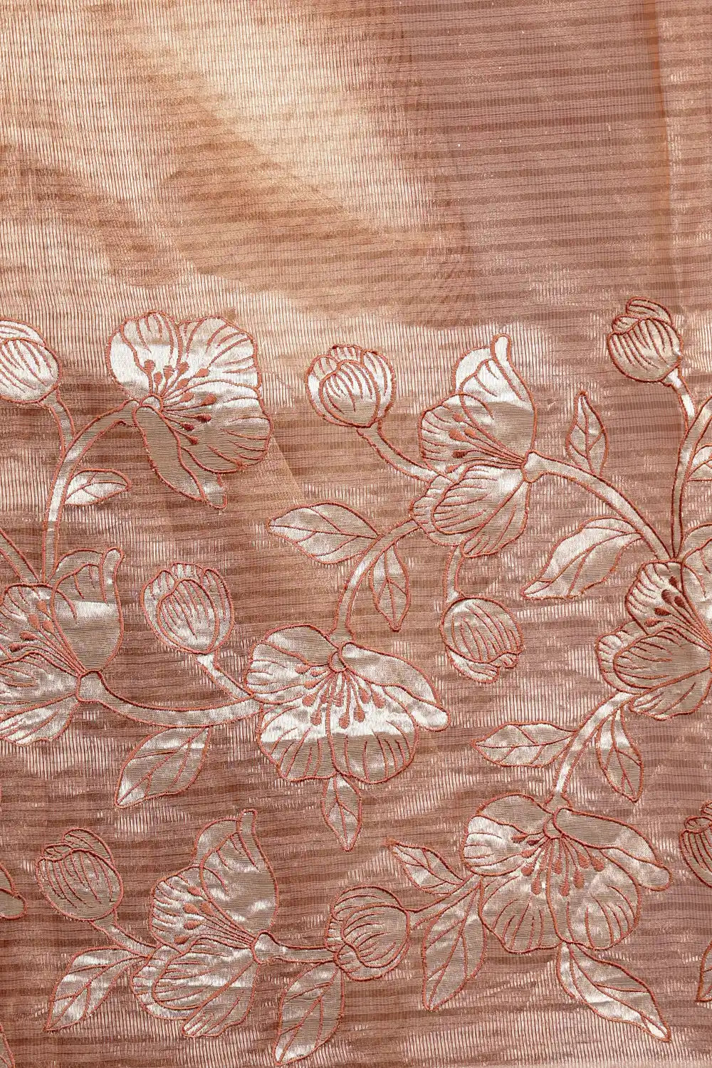 Rose Gold Chanderi Organza Saree