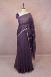 Royal Purple Semi Linen Saree - Seematti