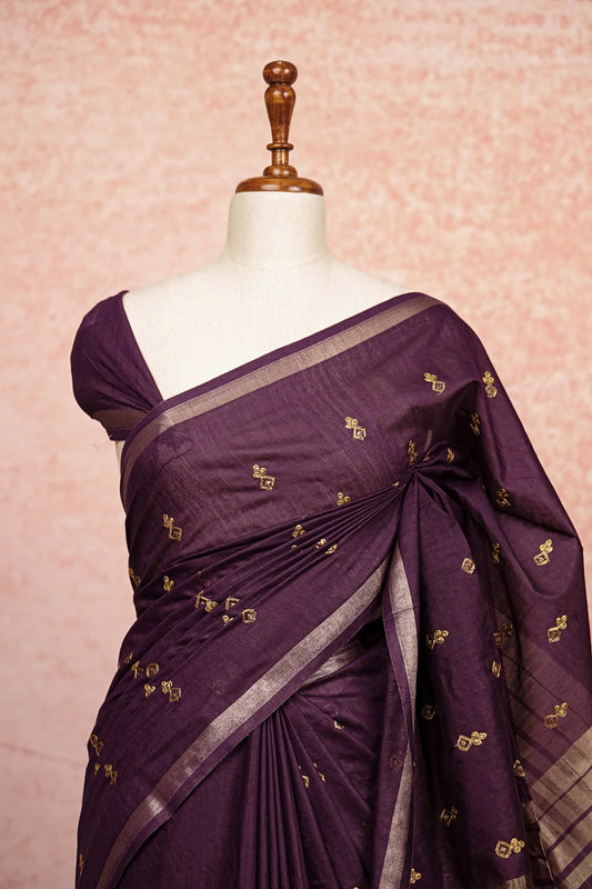Royal Purple Semi Tussar Saree