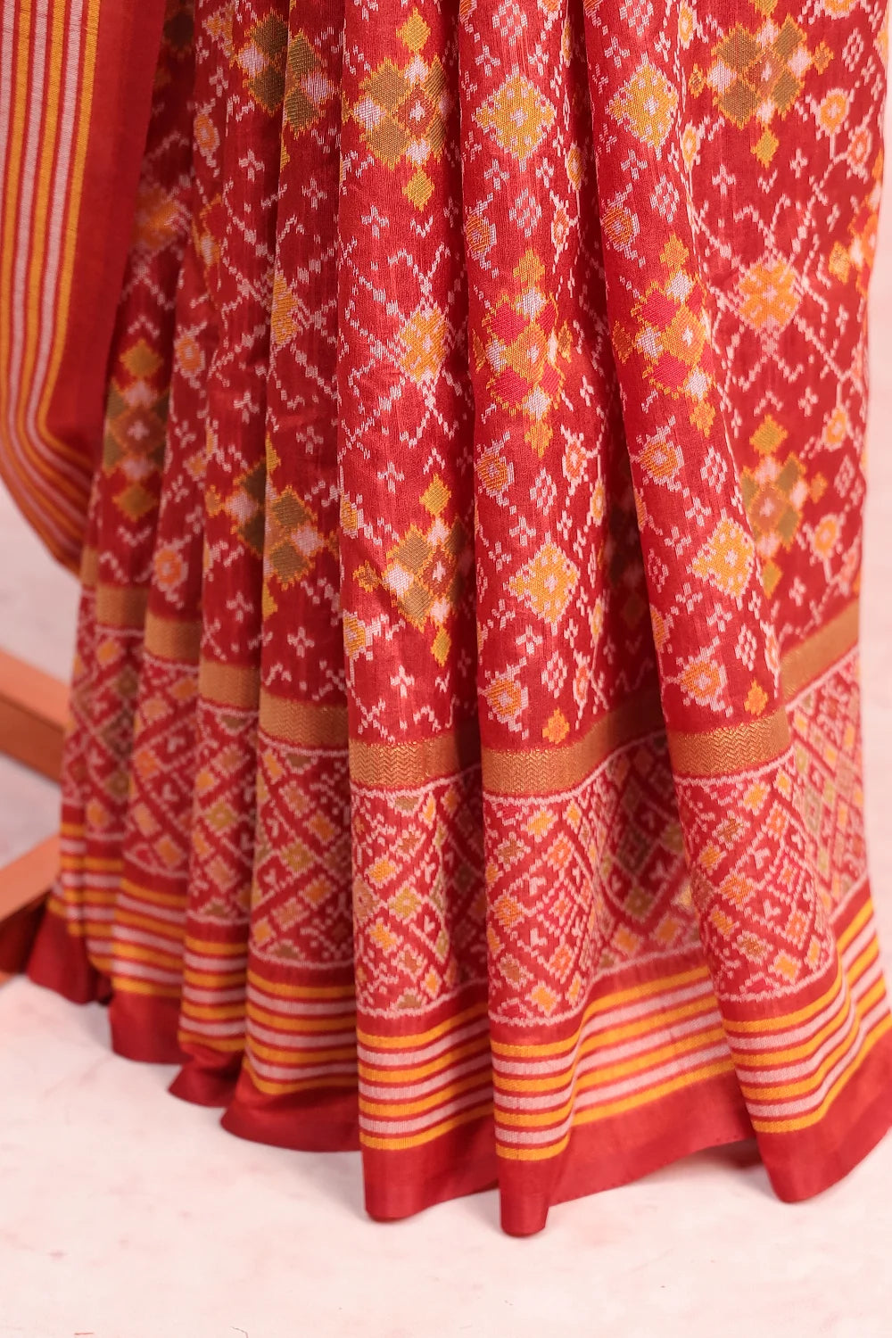 Rust Orange Semi Silk Saree