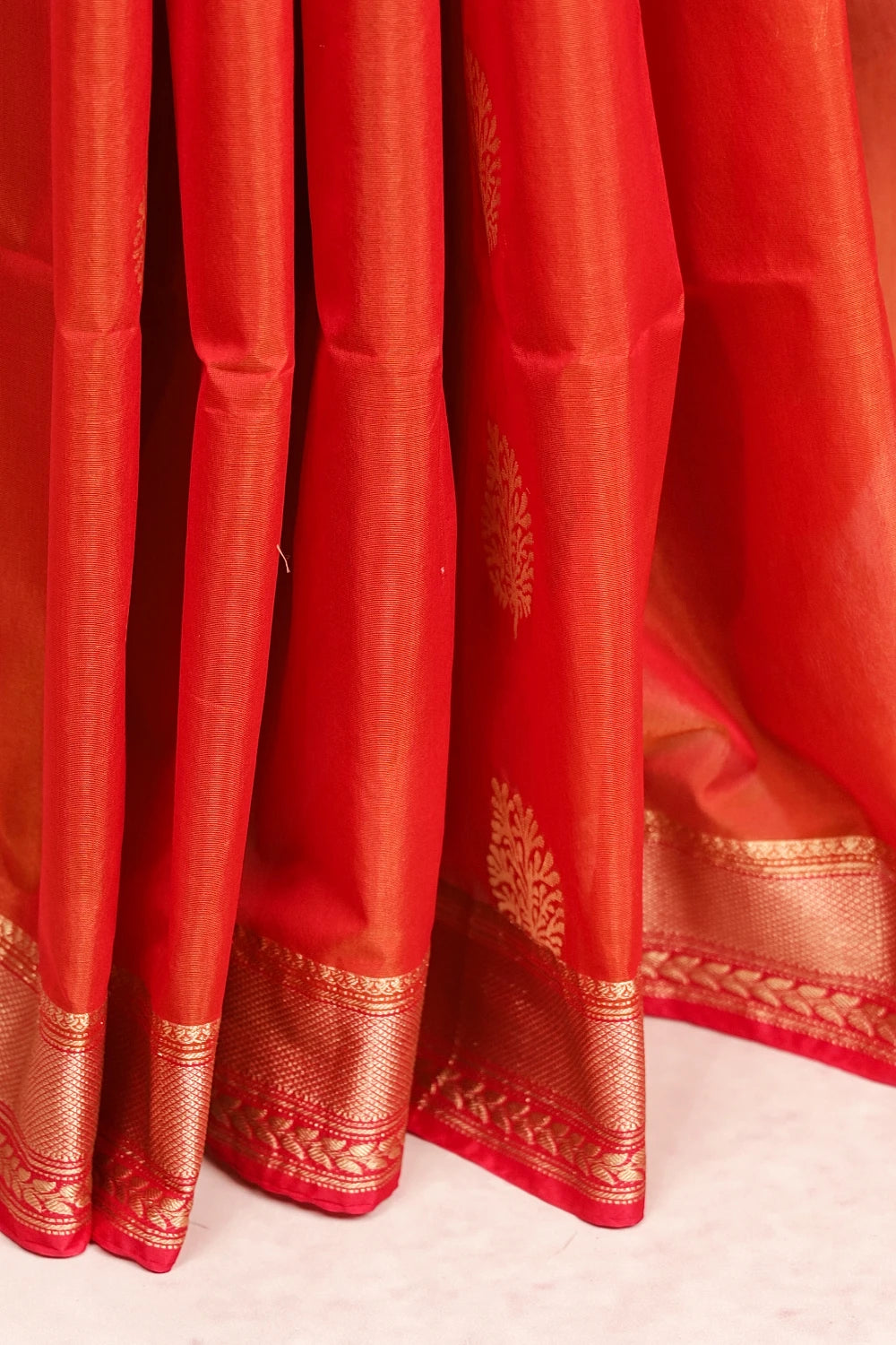 Rust Orange Semi Tussar Saree