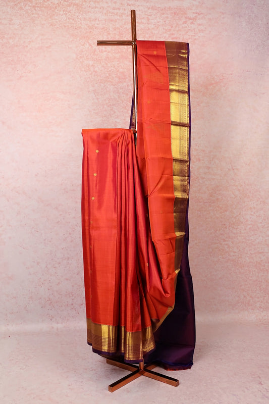 Rust Orange Traditional Kancheepuram Silk Saree