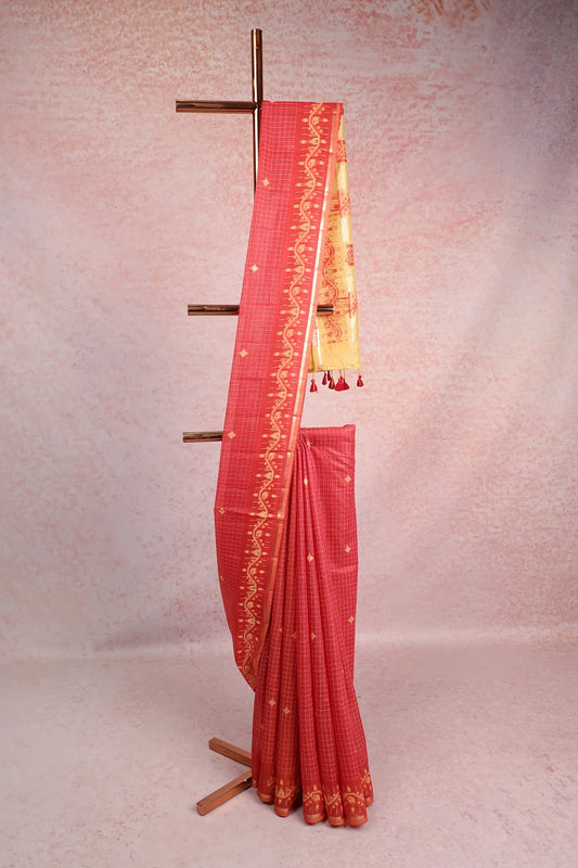 Rust Red Cotton Saree