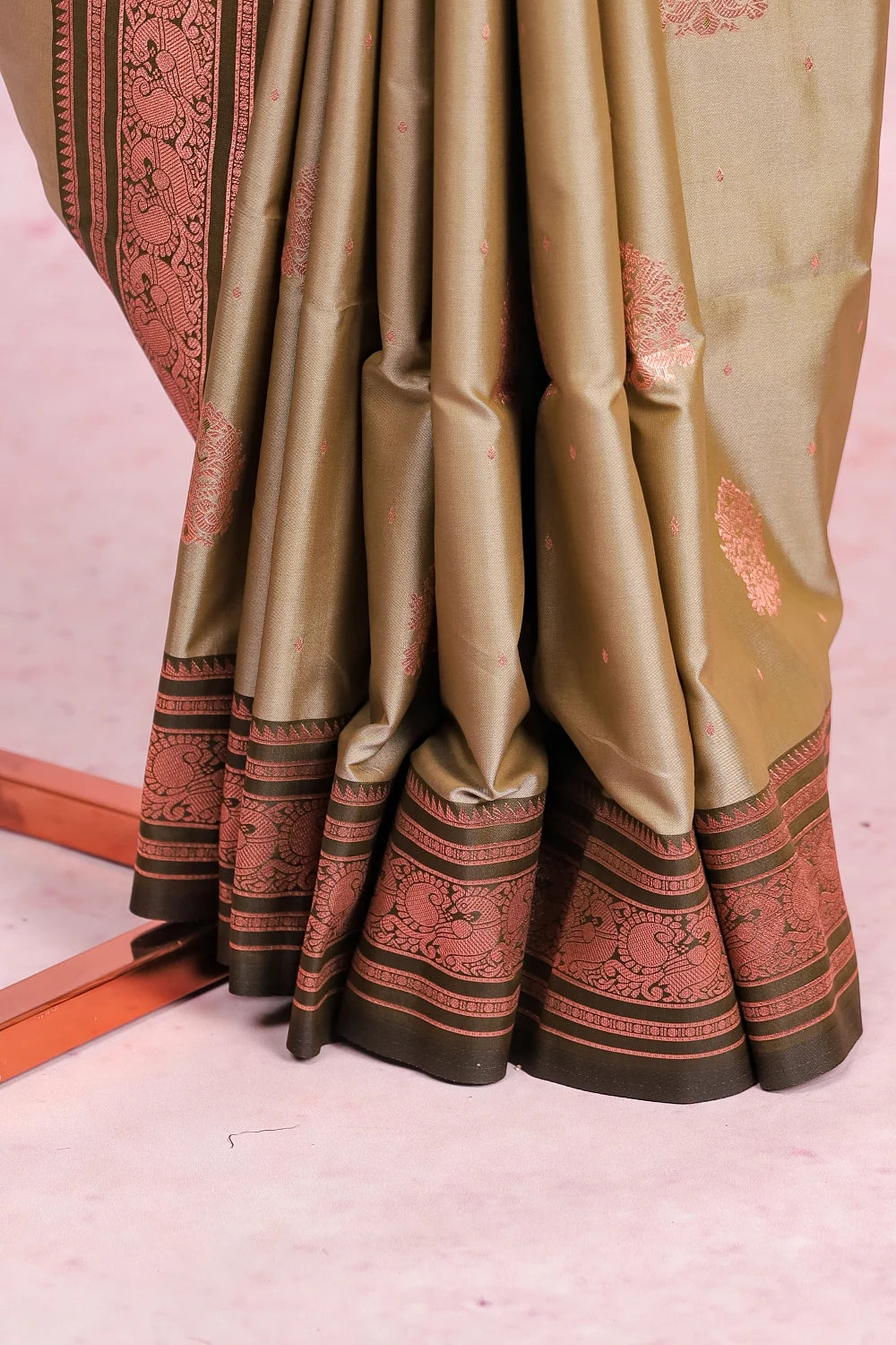 Sage Green Semi Silk Saree