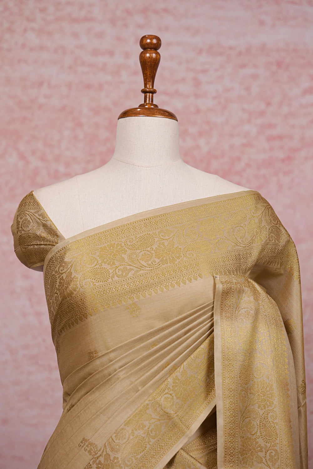 Sandal Tussar Silk Saree - Seematti