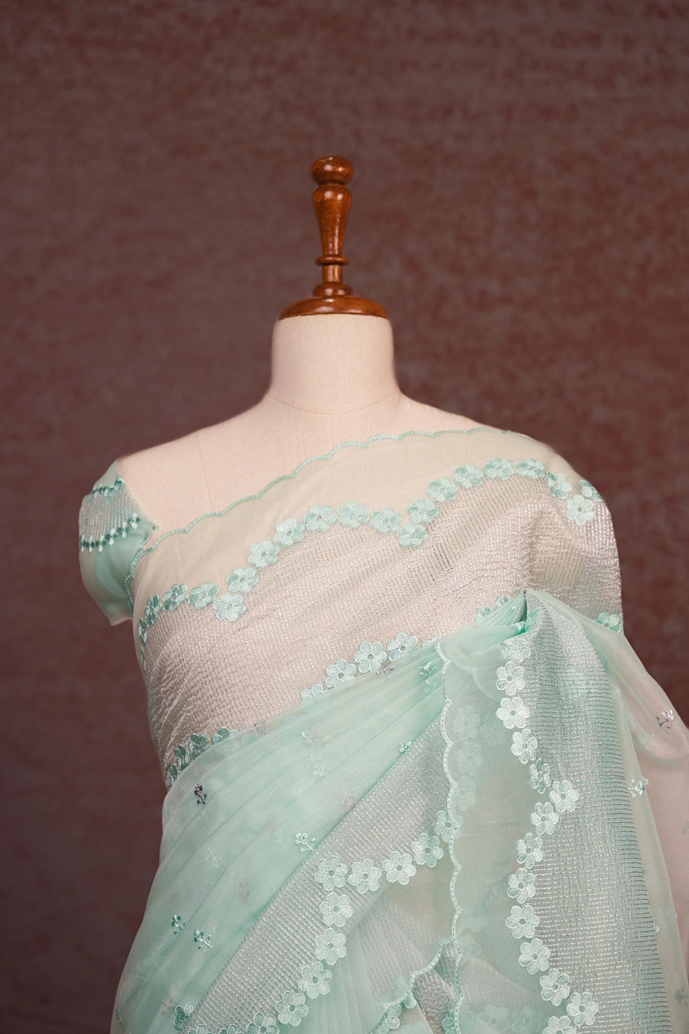 Sapphire Green Semi Organza Saree