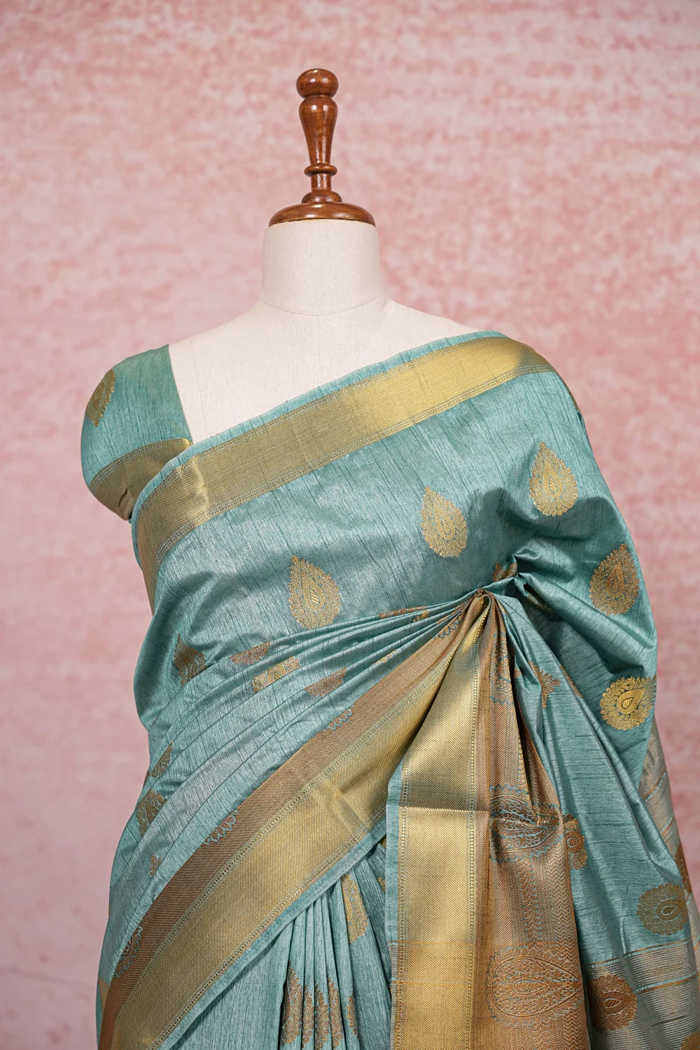 Sea Green Semi Banarasi Saree - Seematti