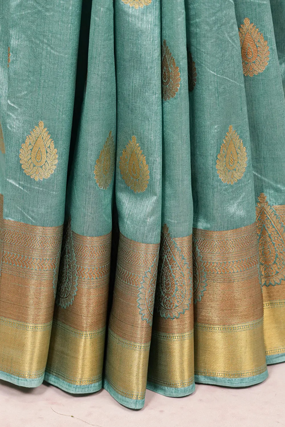 Sea Green Semi Banarasi Saree - Seematti
