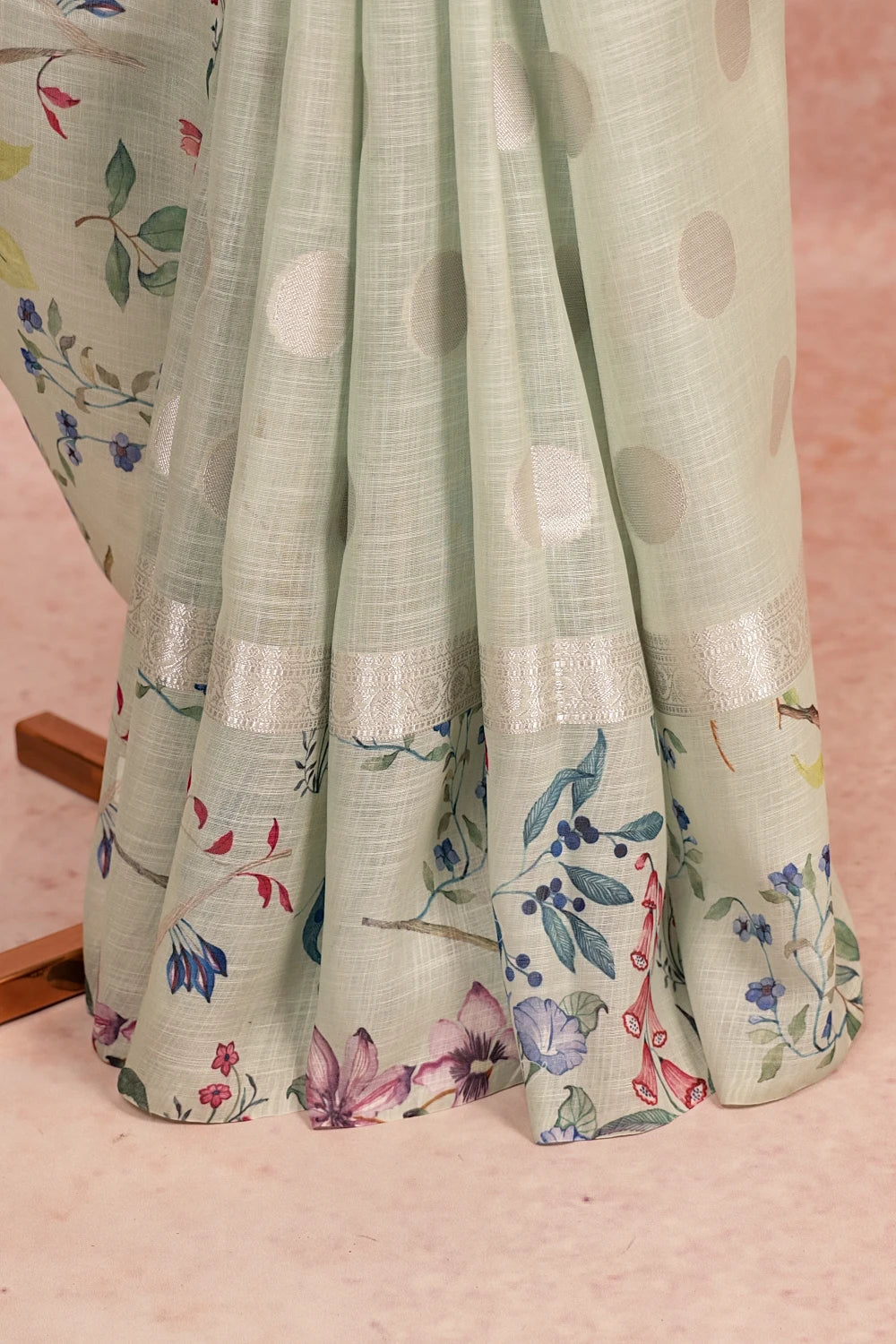 Sea Green Semi Linen Saree