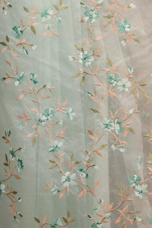 Sea Green Semi Organza Saree