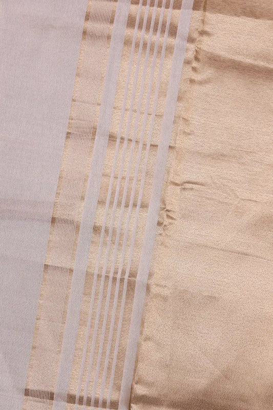 Silver Tissue Organza Kerala Saree