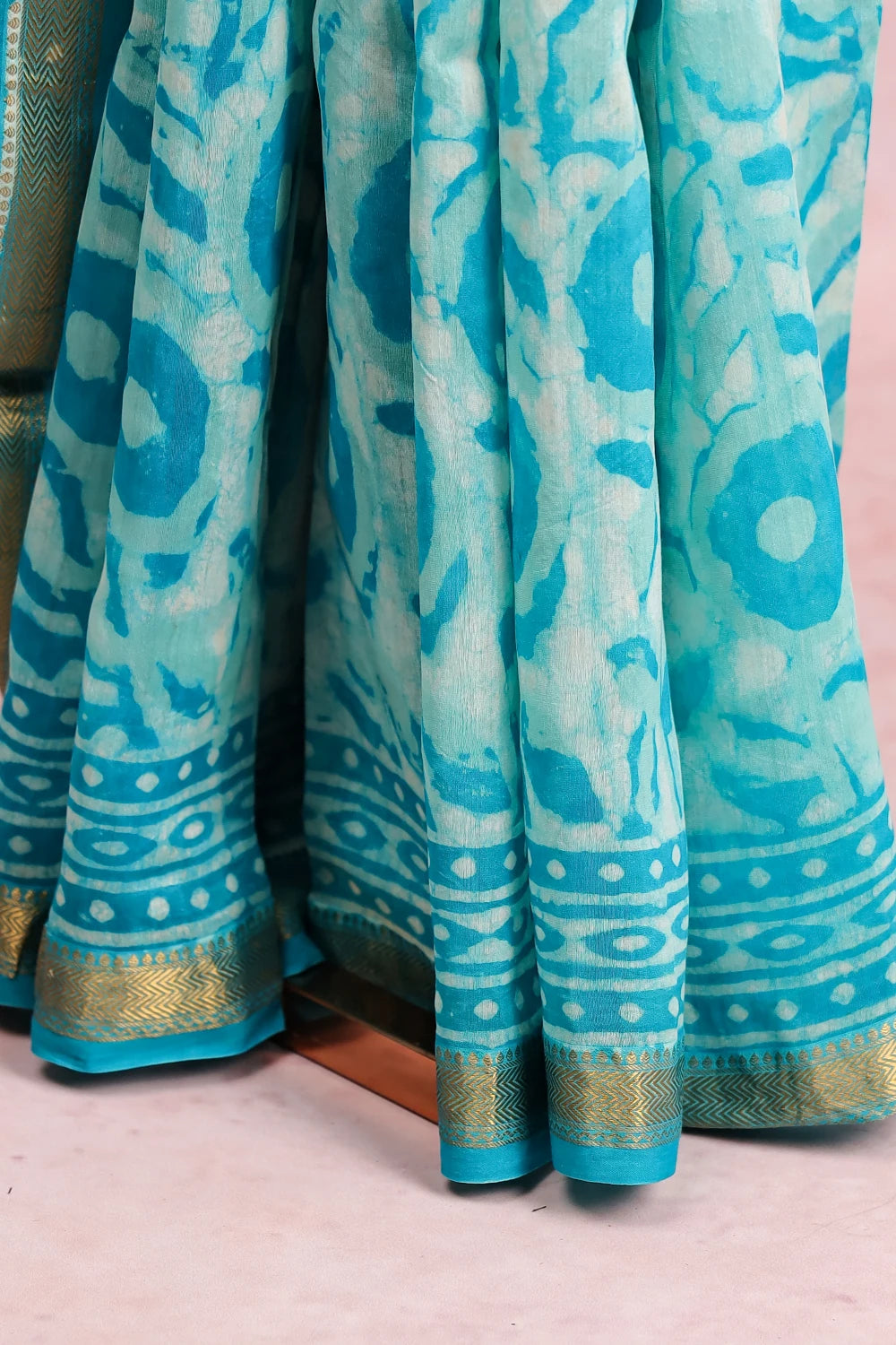 Sky Blue Chanderi Silk Saree