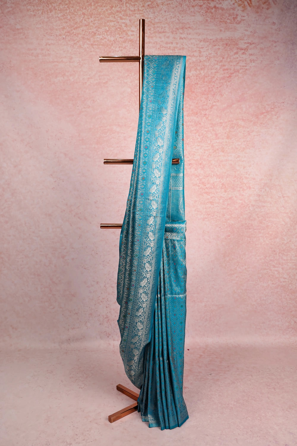 Sky Blue Jute Banarasi Saree
