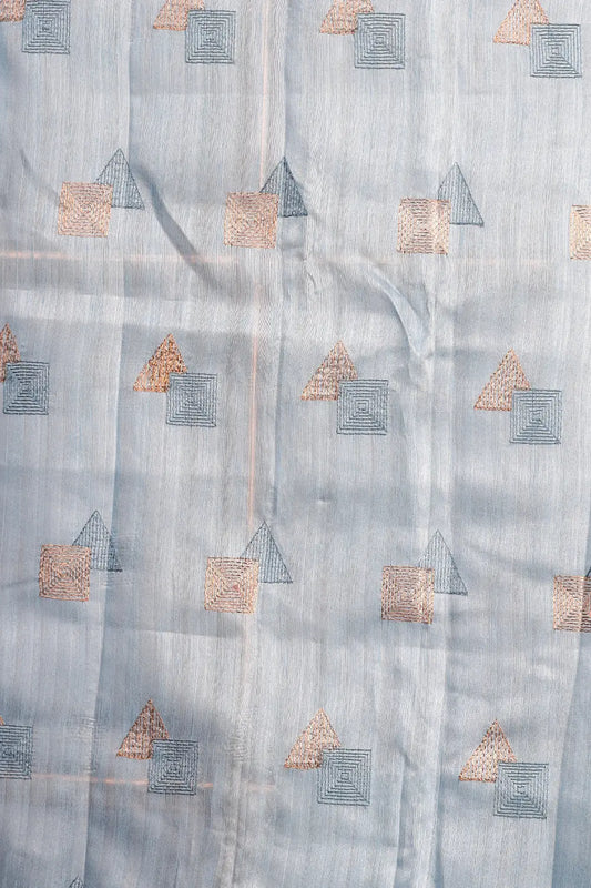 Sky Blue Semi Tussar  Saree