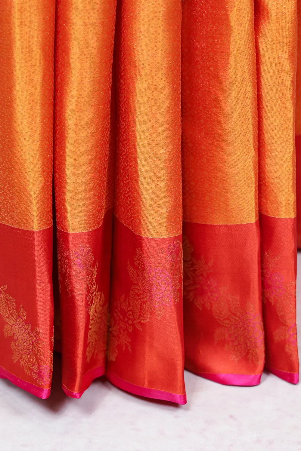Sunset Orange Color Kancheepuram Silk Saree - Seematti