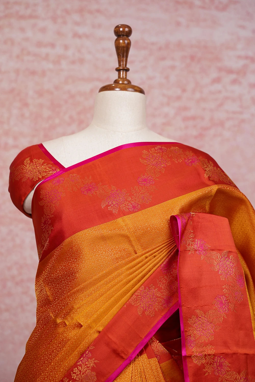 Sunset Orange Color Kancheepuram Silk Saree - Seematti