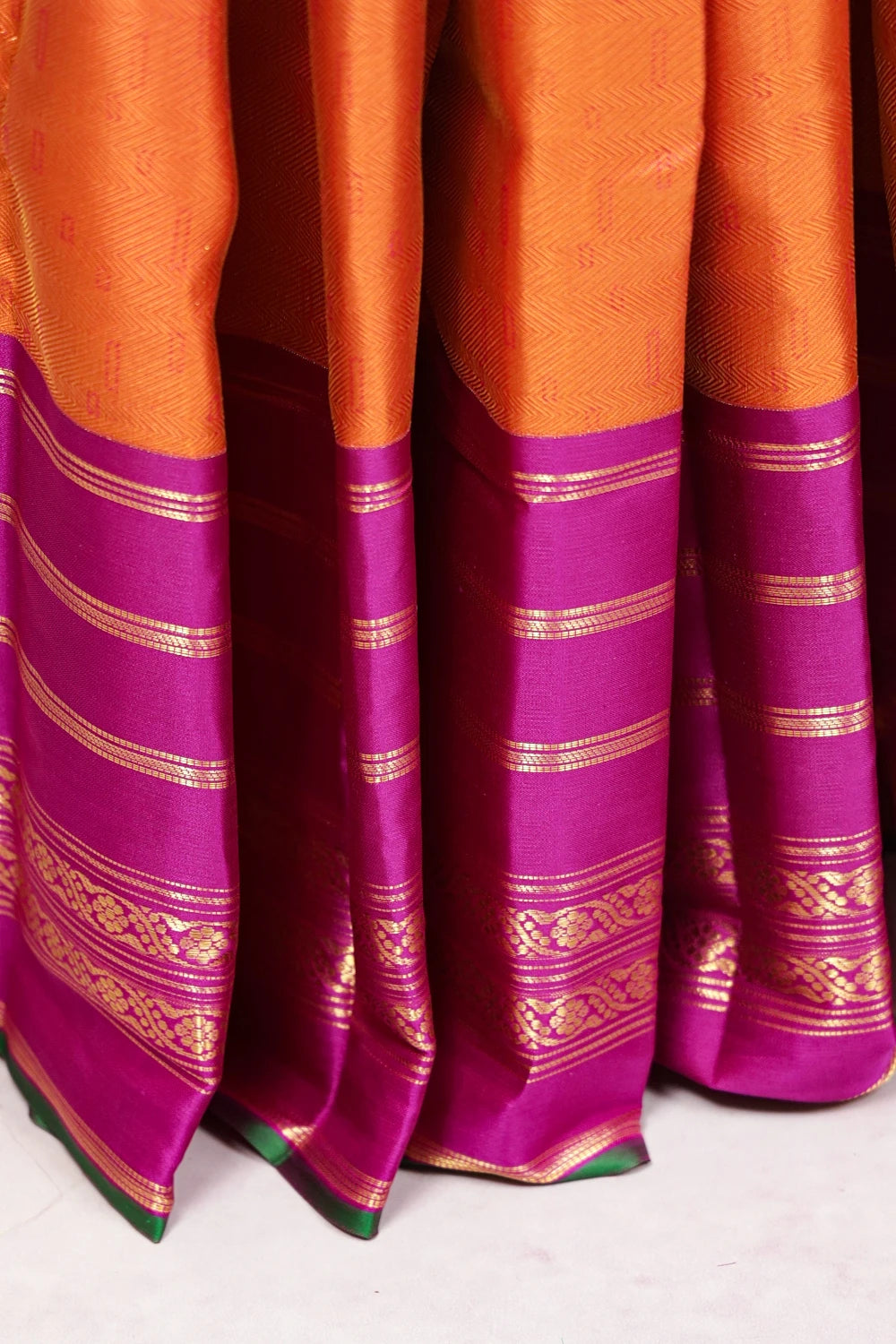 Sunset Orange Color Kancheepuram Silk Saree - Seematti
