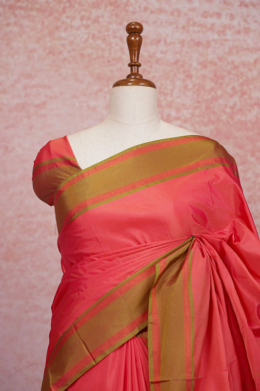 Sunset Orange Colour Semi Silk Saree - Seematti