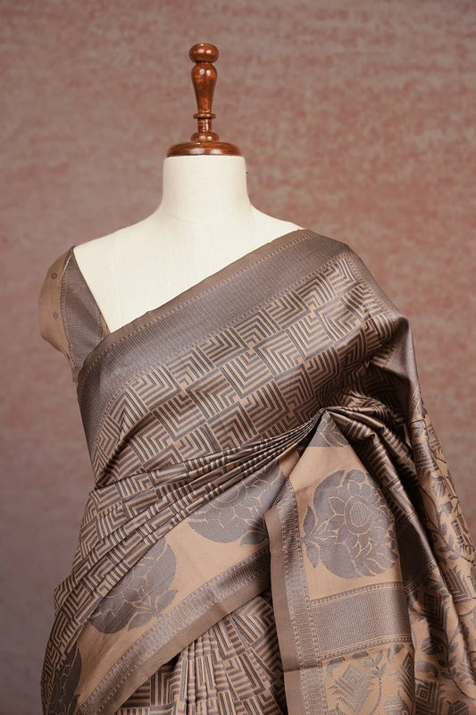 Taupe Color Semi Silk Saree - Seematti