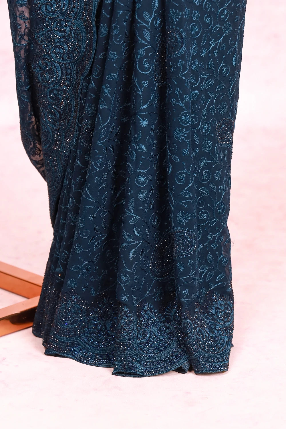 Teal Blue Georgette Saree