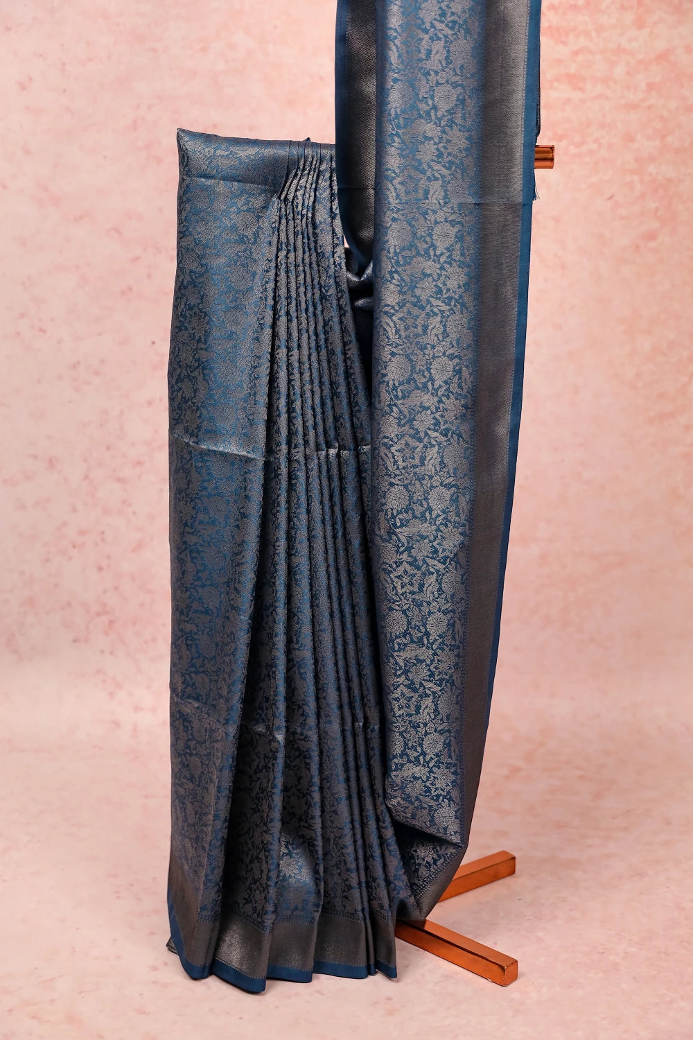 Teal Blue Semi Jute Saree