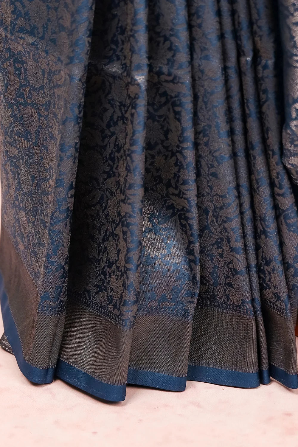 Teal Blue Semi Jute Saree