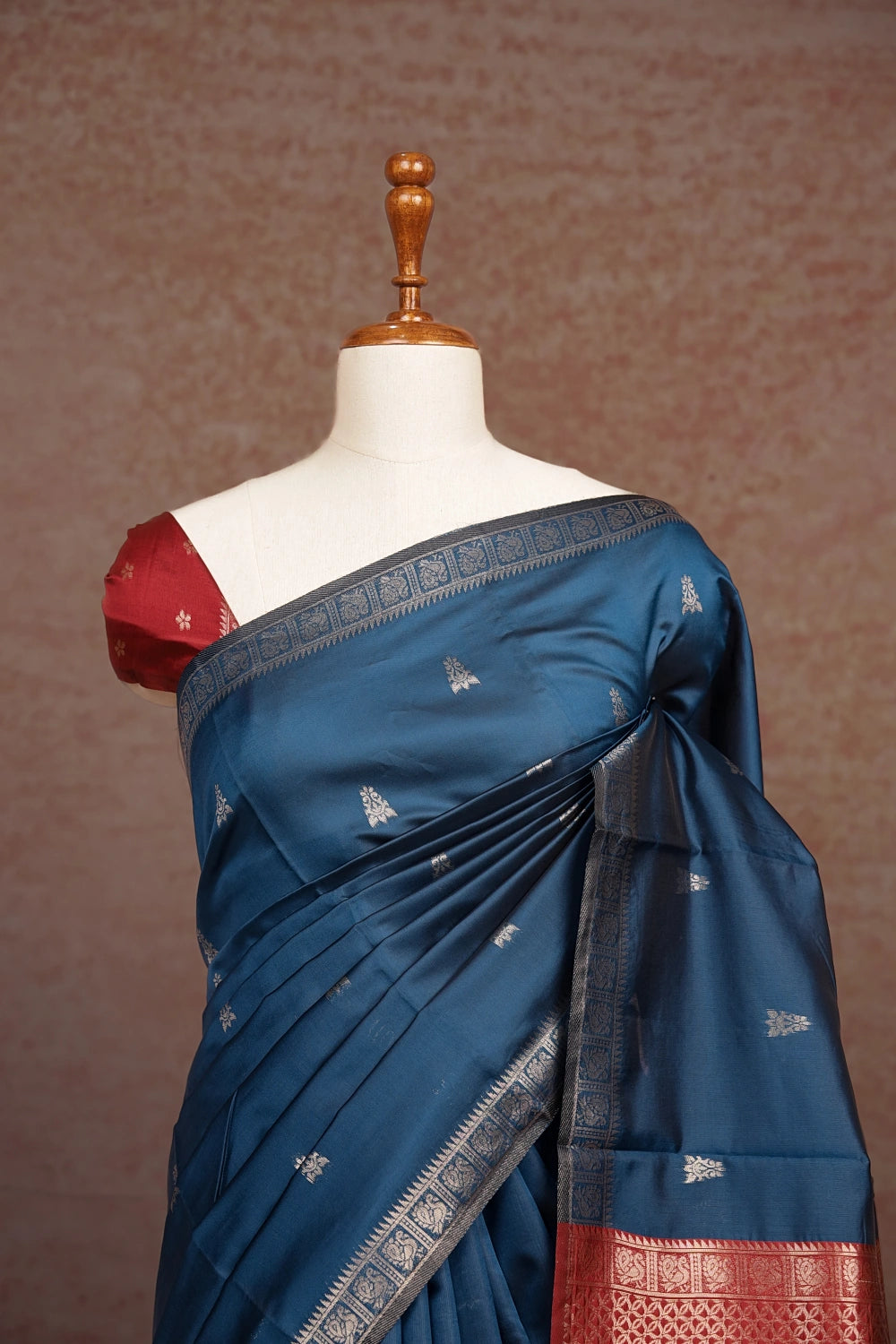 Teal Blue Semi Silk Saree - Seematti