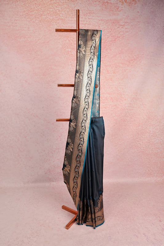 Teal Blue Semi Soft Silk Saree