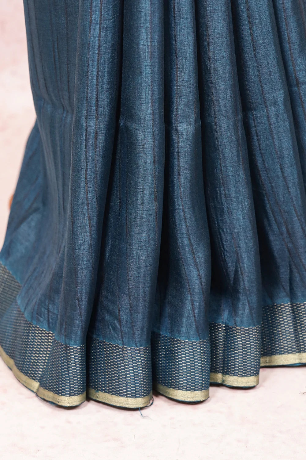 Teal Blue Semi Tussar Saree - Seematti