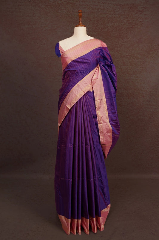 Violet Blue Semi Silk Saree