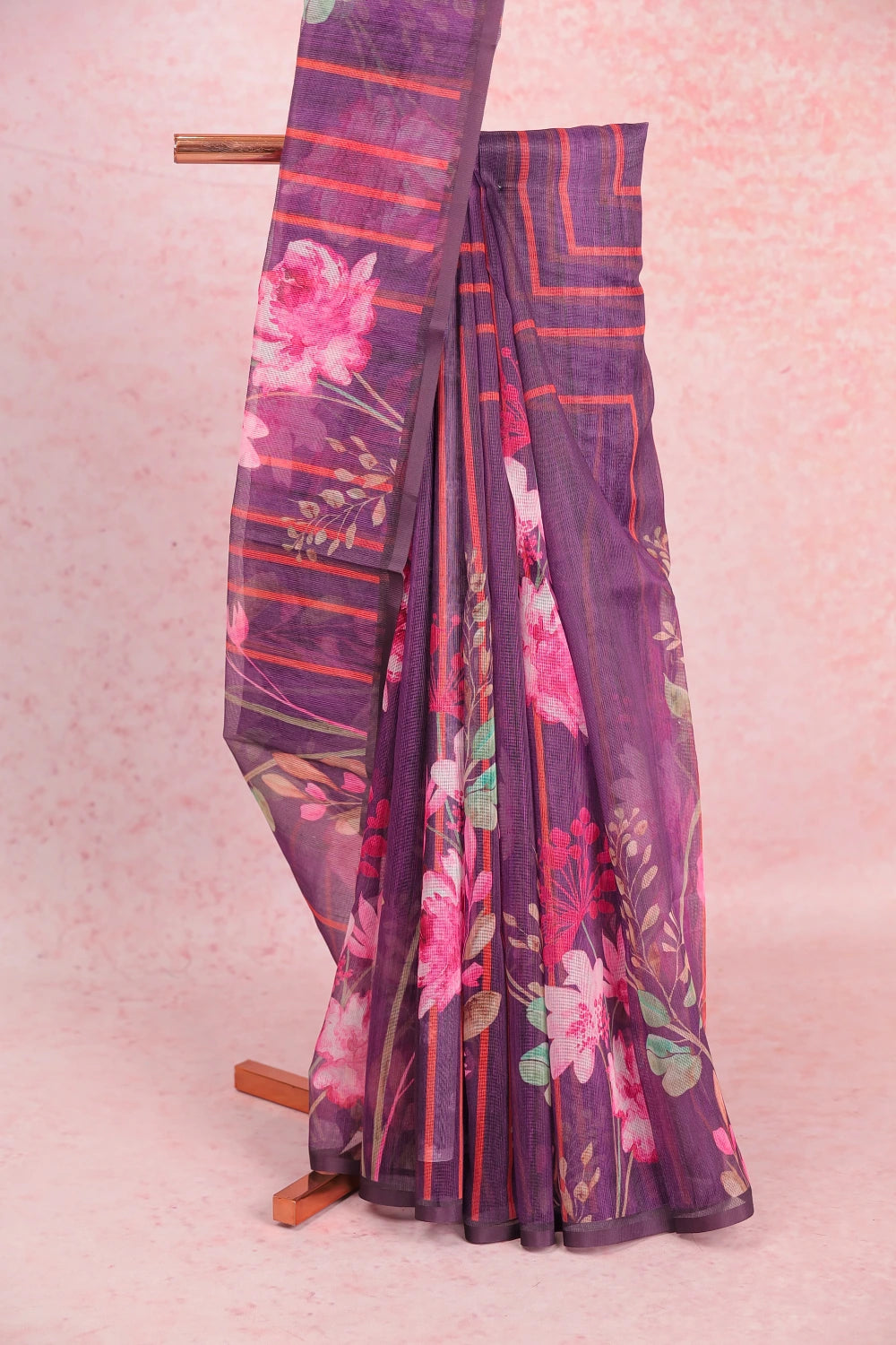 Violet Kota Printed Saree Without Border - Seematti