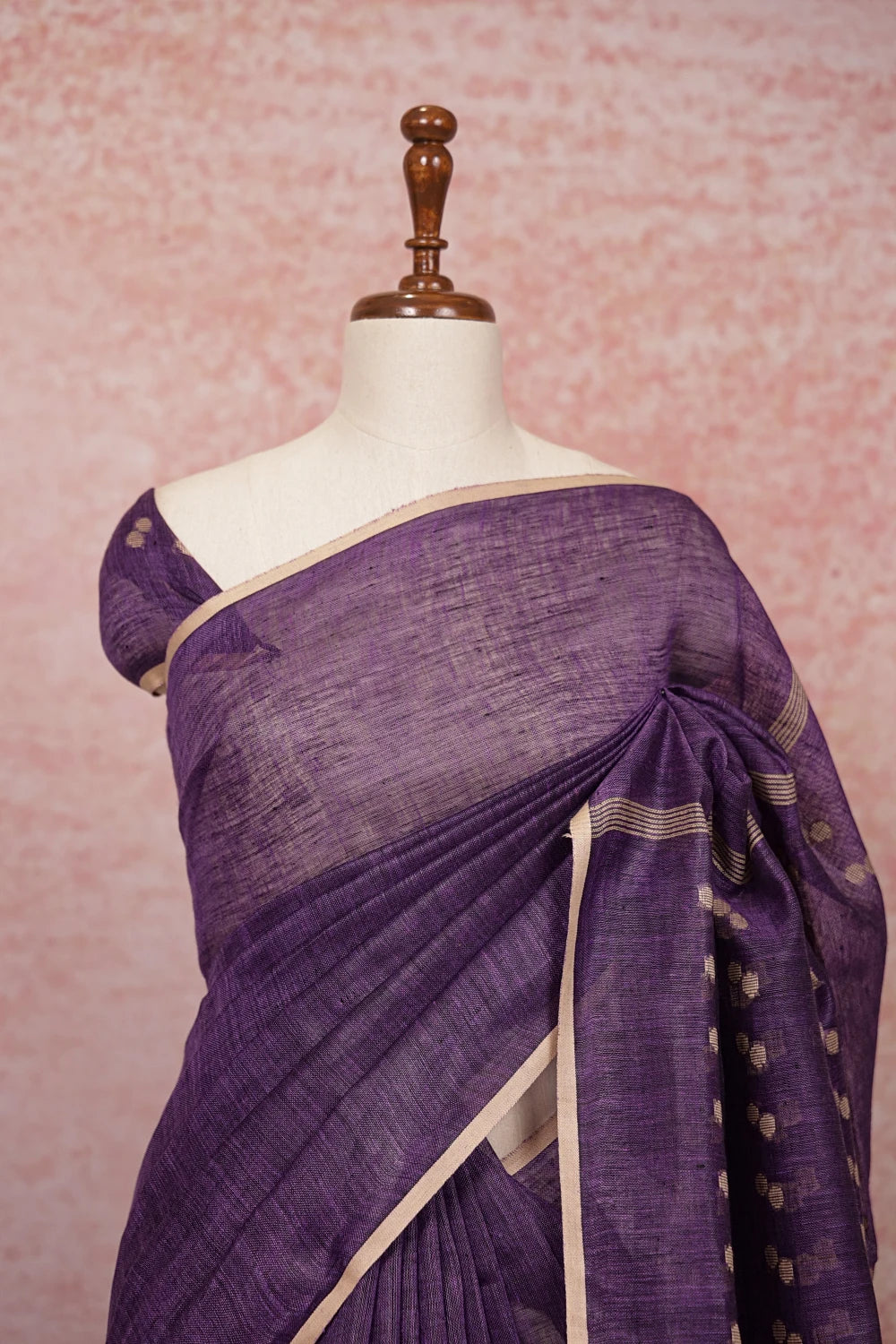 Violet Linen Saree - Seematti