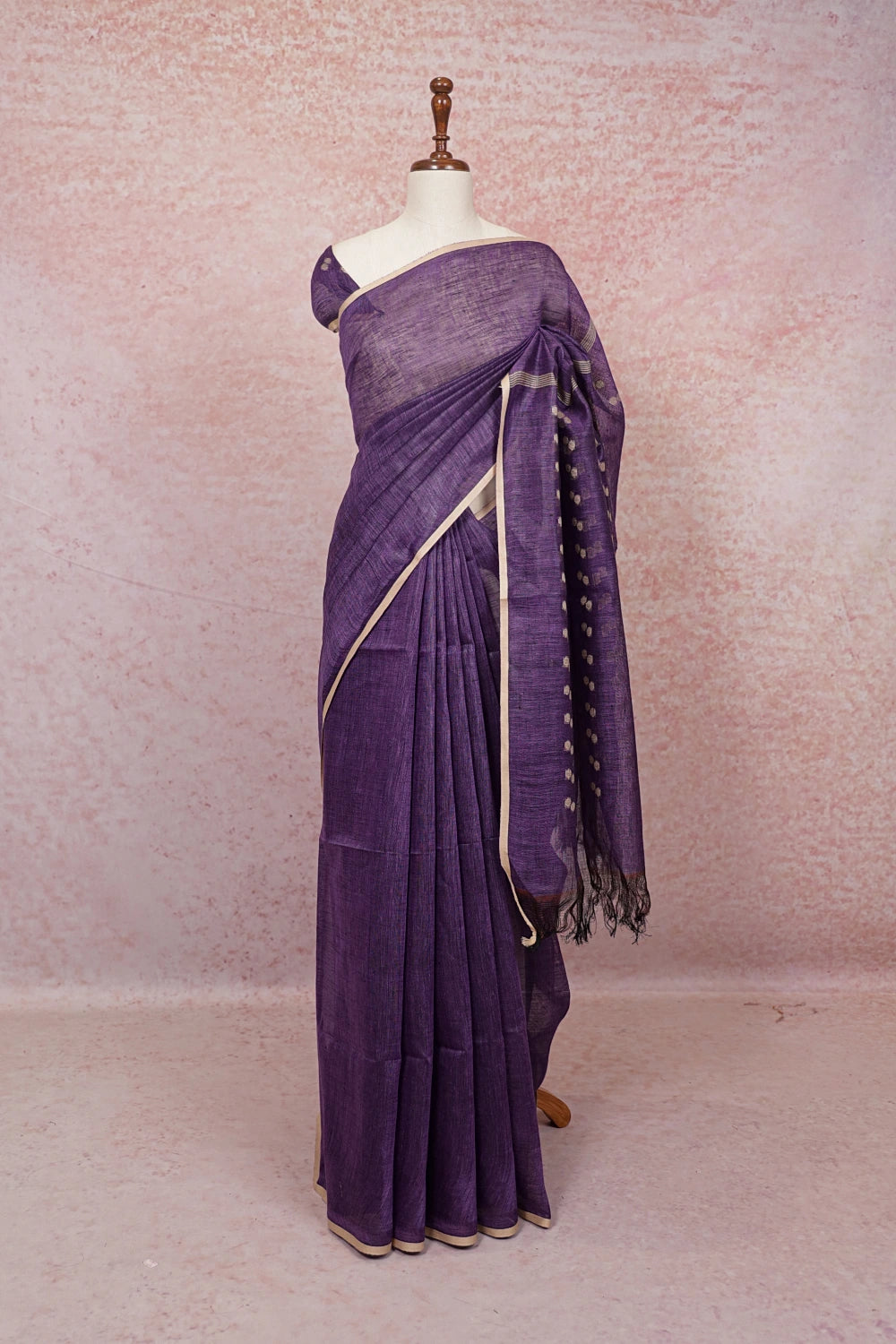 Violet Linen Saree - Seematti