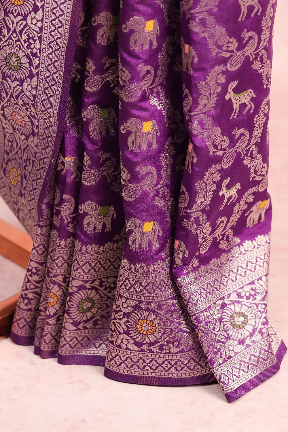 Violet Tussar Banarasi Saree