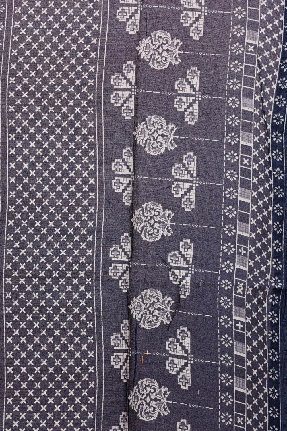 White Cotton Printed Unstitched Churidhar Material - Seematti