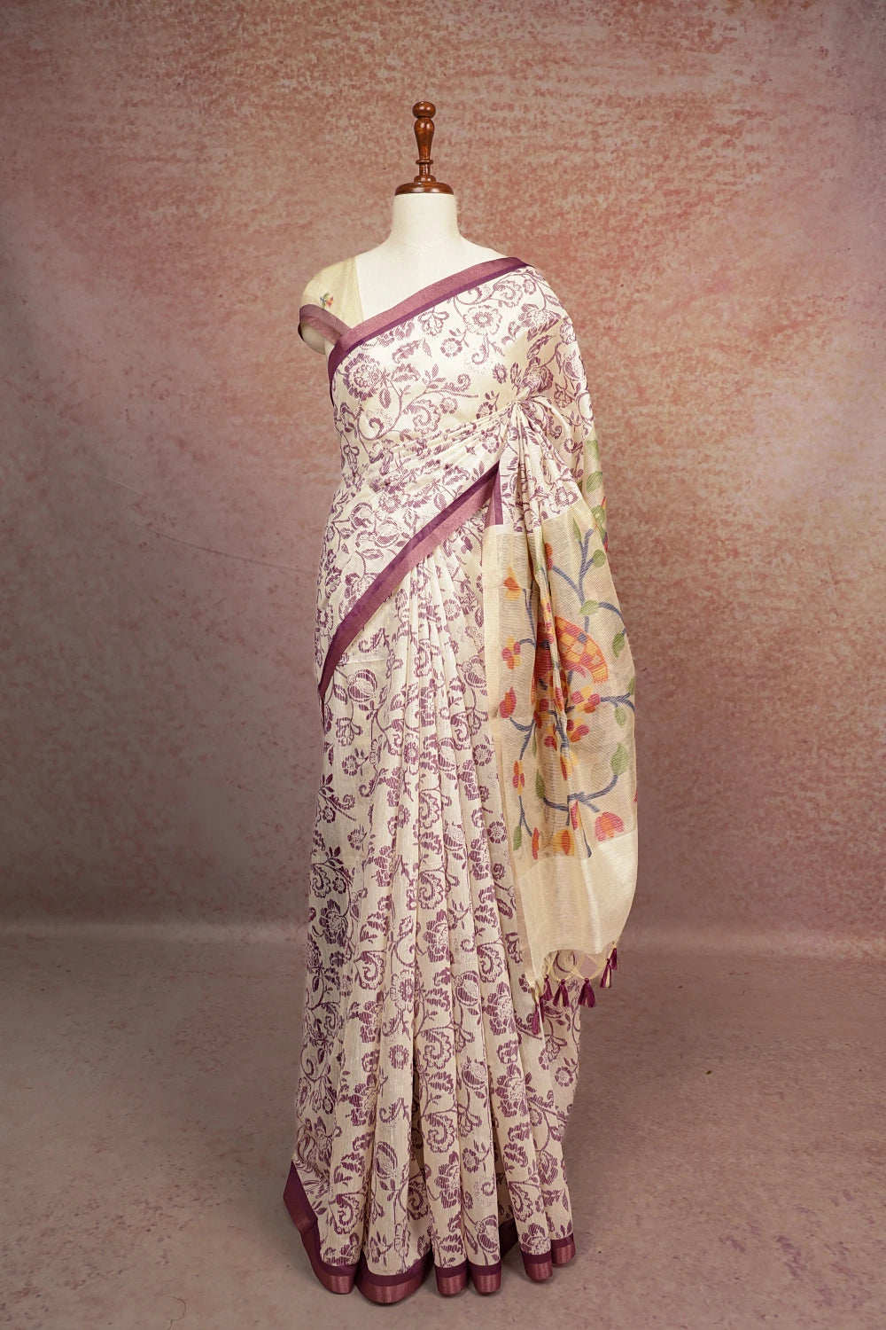 White Cotton Silk Saree
