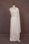 White Georgette Sequines Unstitched Churidhar Material - Seematti