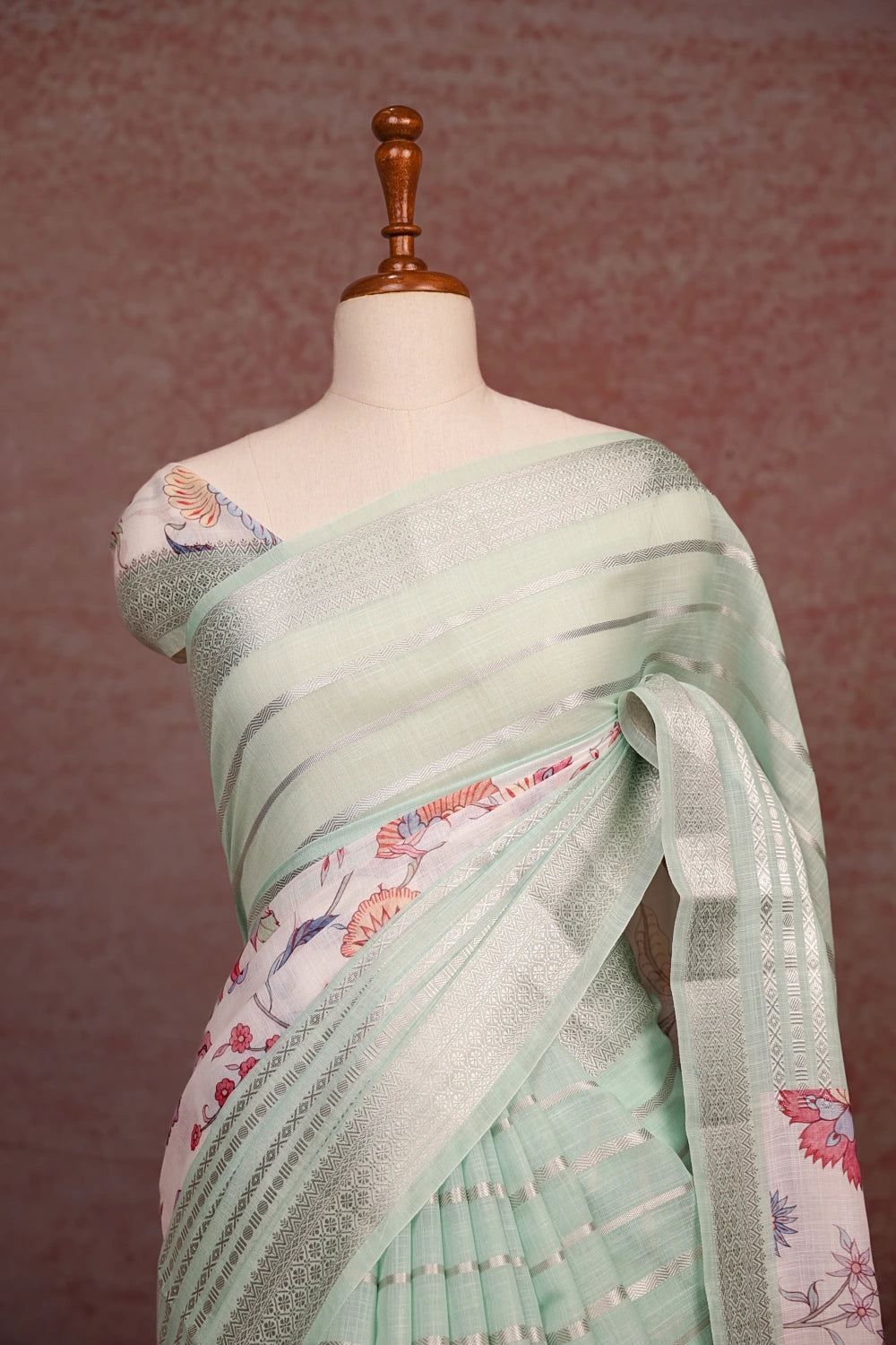 White Linen Saree