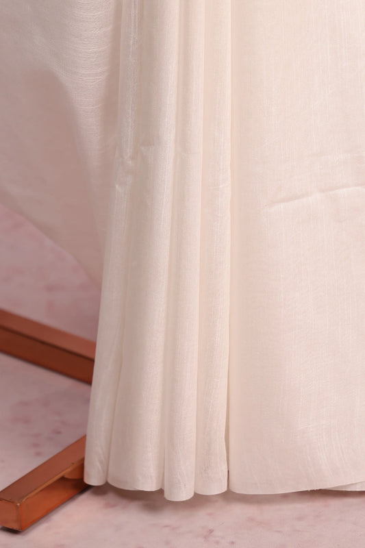 White Semi Tussar Saree