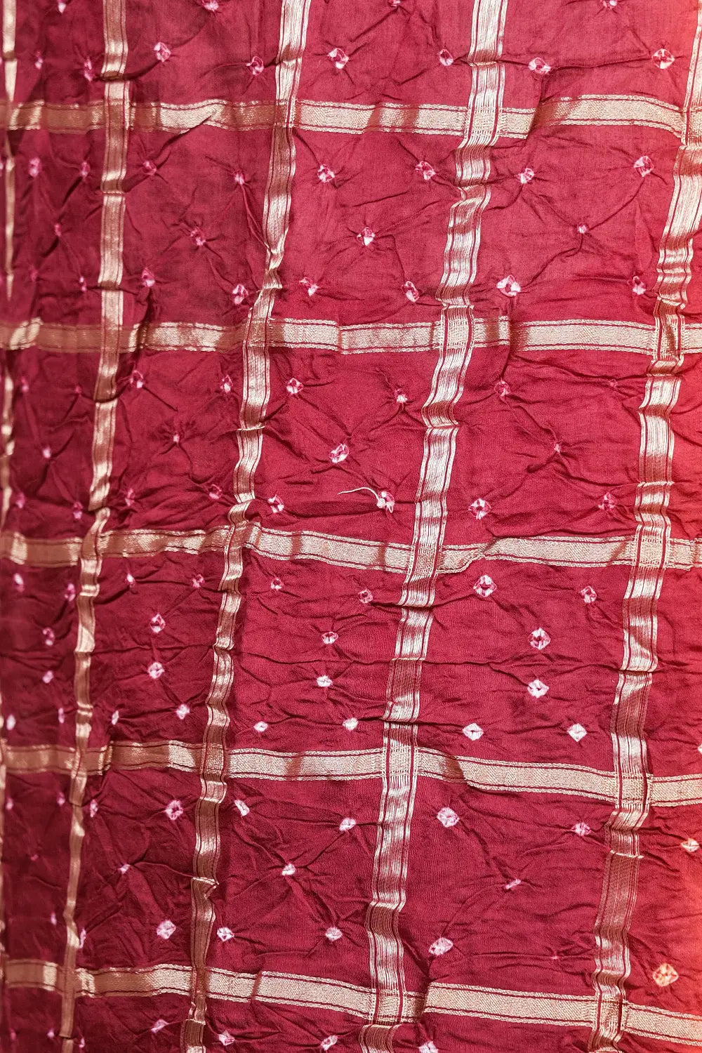 Wine Bandhani Saree With Bandhani Print And Bandhani Border - Seematti