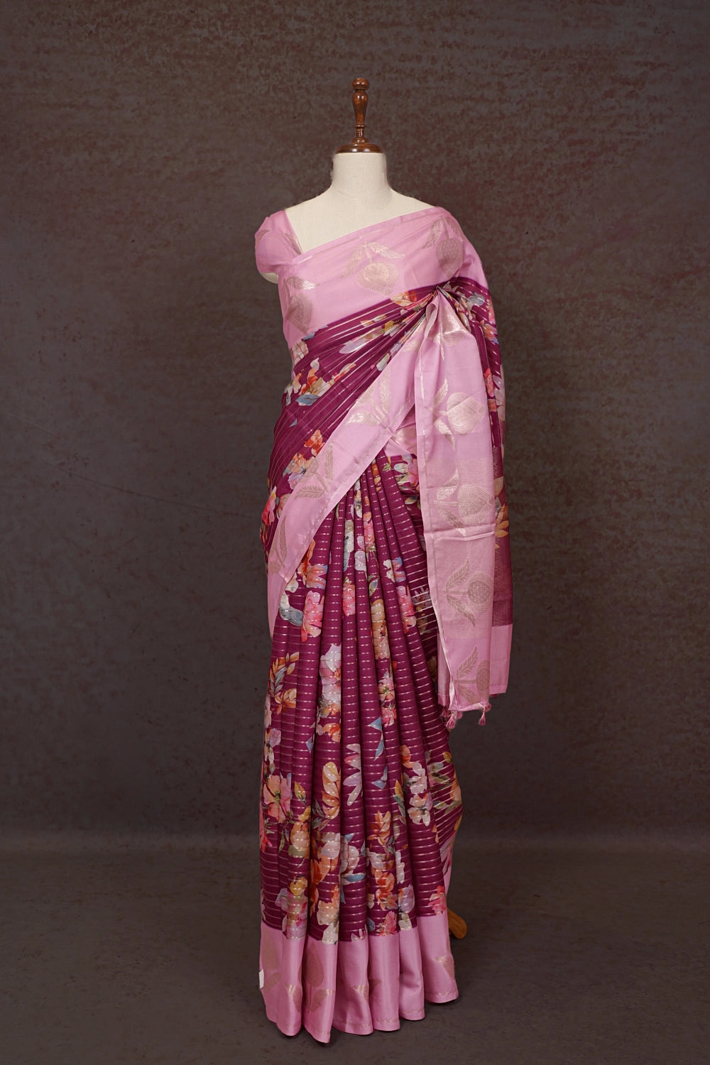 Wine Color Cotton Silk Saree - Seematti