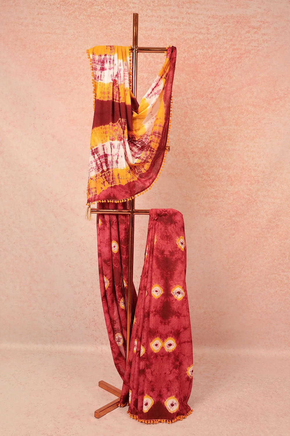 Wine Cotton Saree