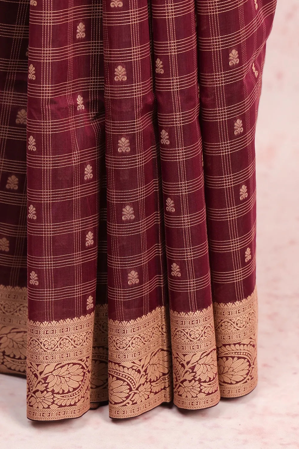 Wine Cotton Silk Saree