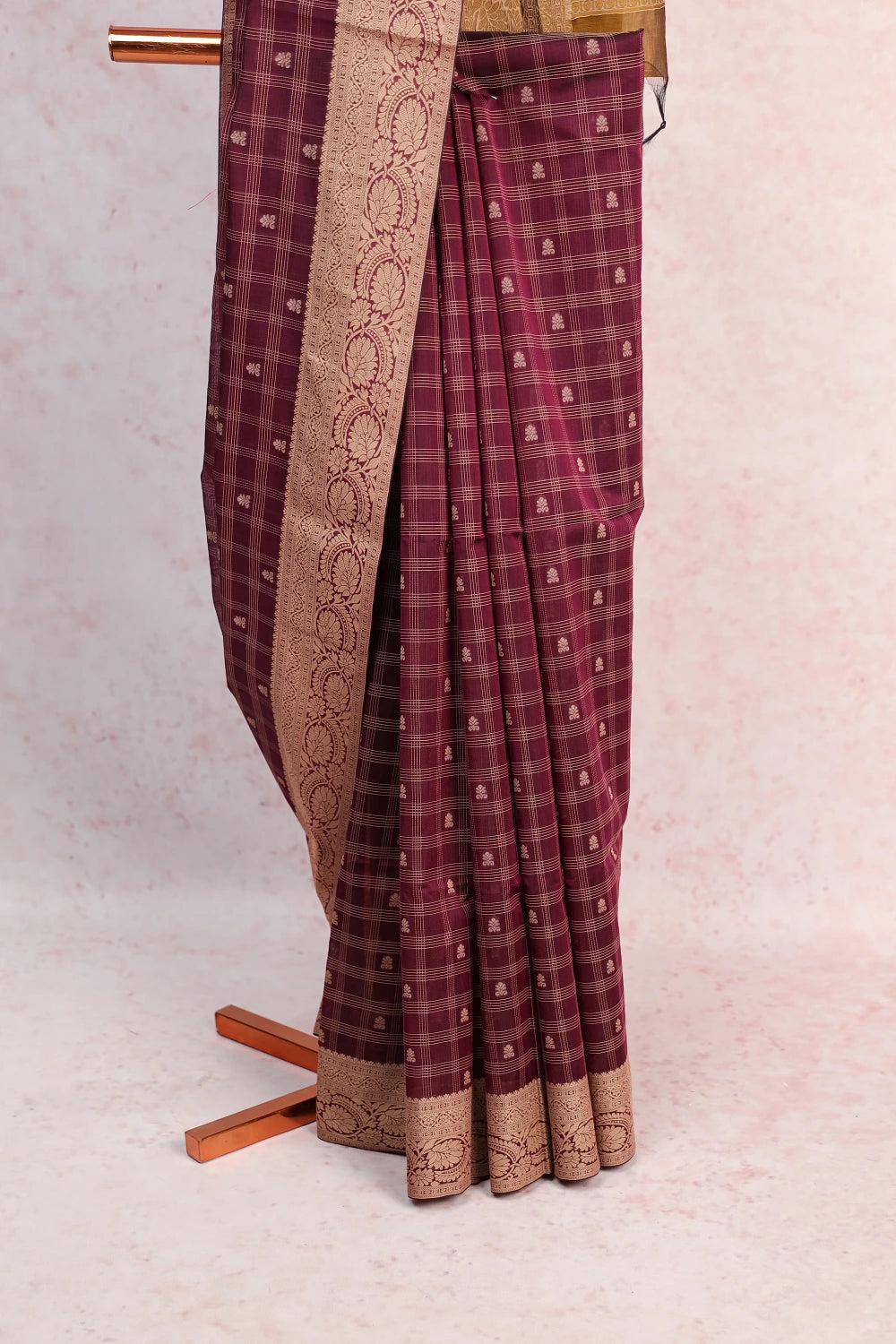 Wine Cotton Silk Saree